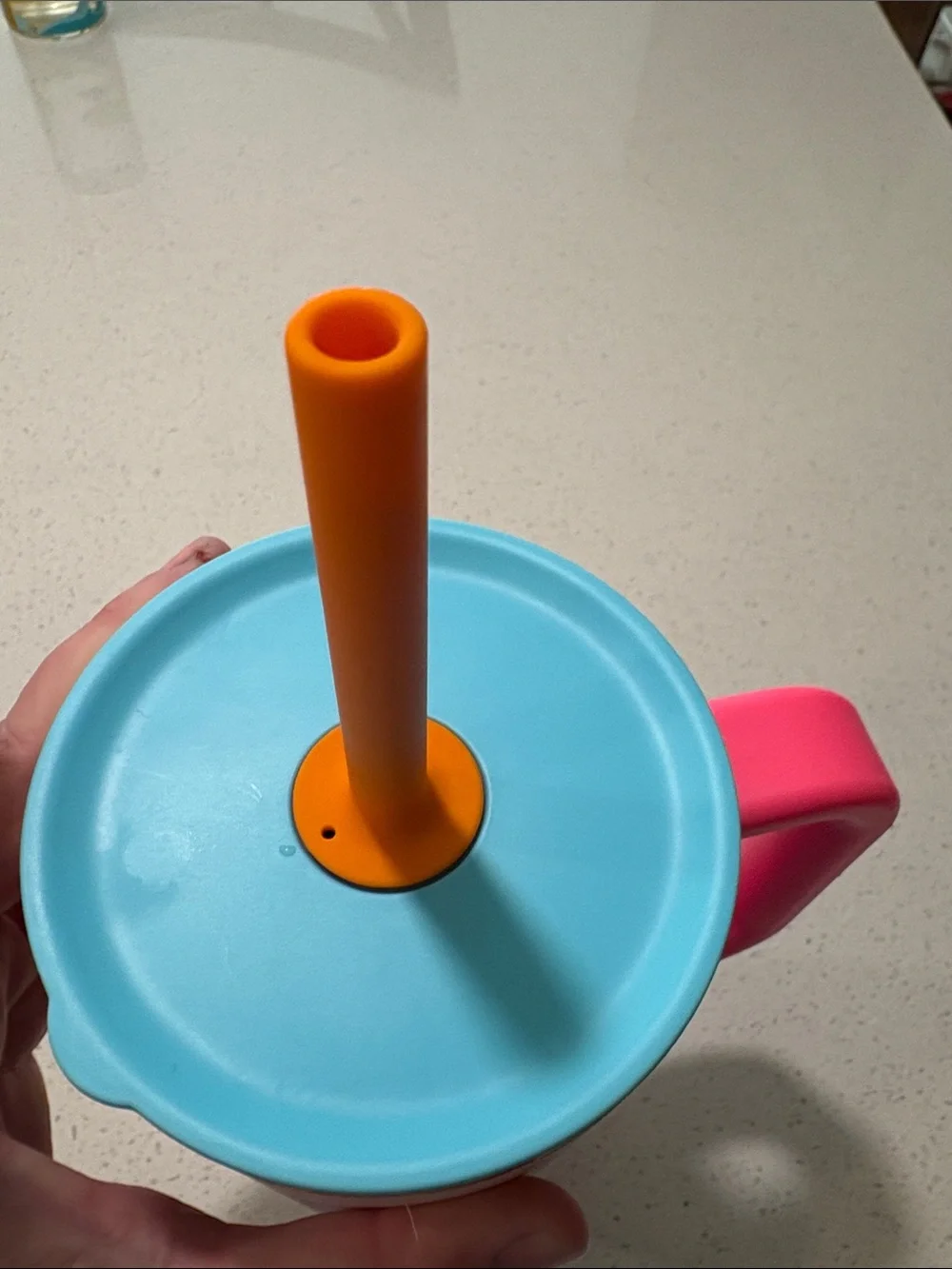 Hydro Flask Light Pink Tumbler with Hot Pink Handle and Orange Straw